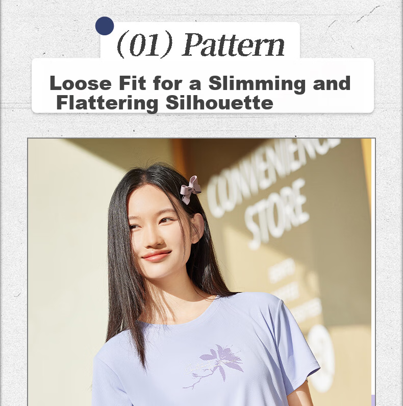 361° Women's Short Sleeve Spring Summer New Sports T-Shirt Quick-Dry Loose Casual Running Top 662624113-5 6