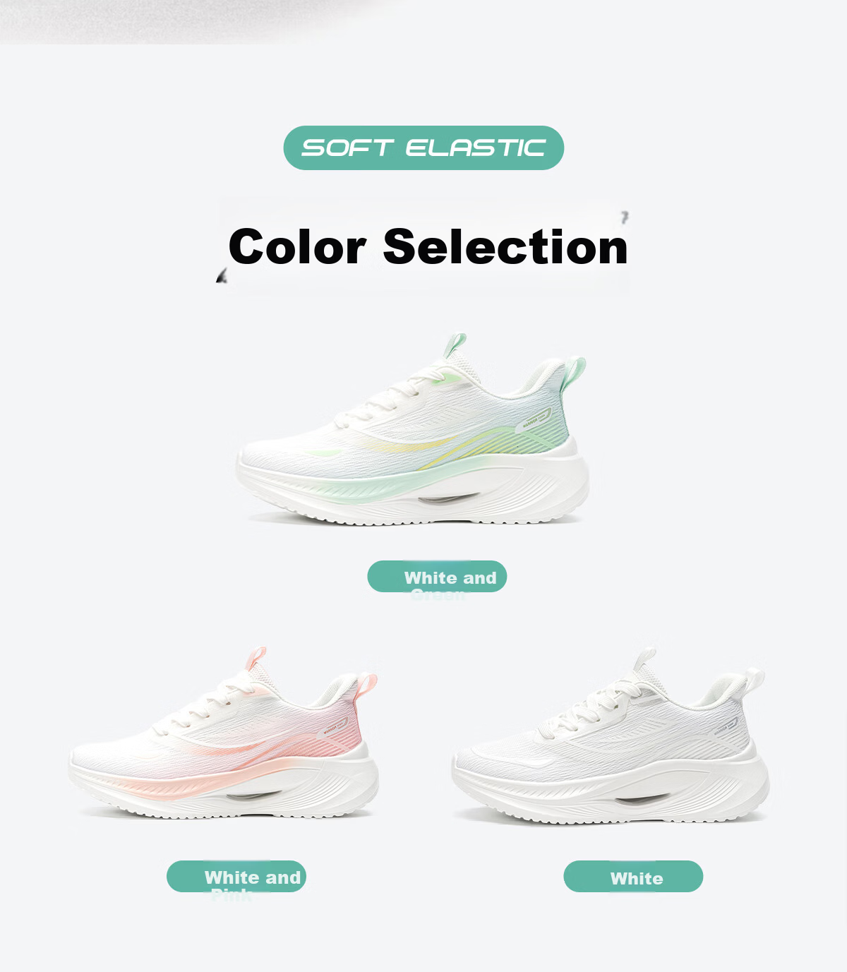 Warrior Women's Sports Shoes New Summer Thin Breathable Mesh Soft Sole Lightweight Shock Absorption Running Shoes White Pink Size 39 5