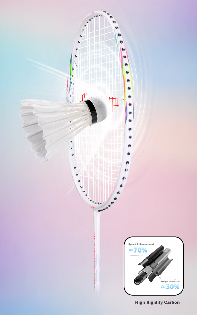 LI-NING Badminton Racket Festival Gift Box Carbon Composite Single Racket Ultra-Light Beginner Fluorescent Pink Pre-Strung 6