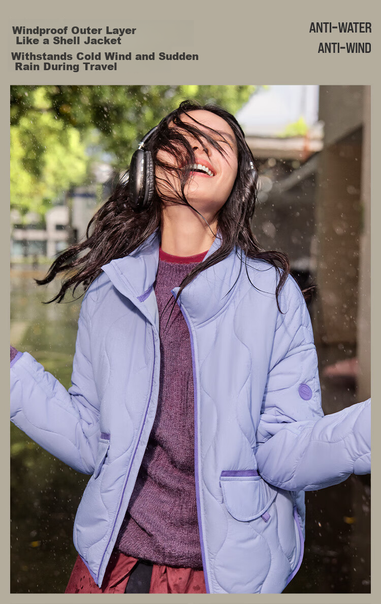 Beneunder Women's Quilted Jacket Lightweight Mid-Warm Stand Collar CL18624 Fast Heating Warm Cotton Coat Machine Washable 15