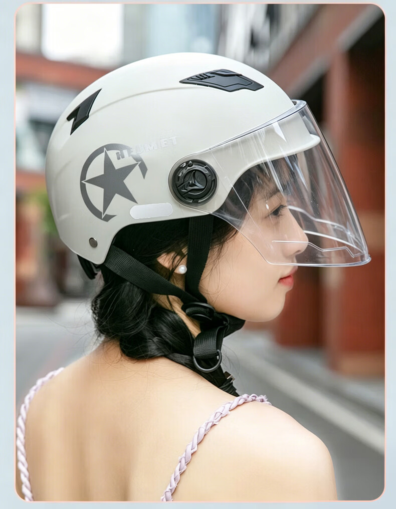 Adandyish Motorcycle Helmet 3C Certified New National Standard A Electric Bike Helmet Unisex Summer Sun Protection Safety Cap Four Seasons Lightweight Half Helmet 805 Matte Black 31