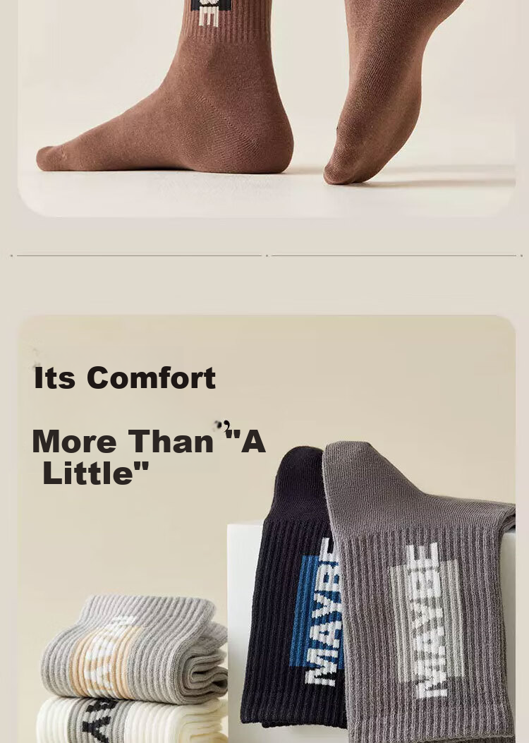 Yimian Men's 100% Cotton Antibacterial Odor-Resistant Long Tube Socks Spring Autumn Youth Sports Trendy High Tube 5 Pairs Pack 5