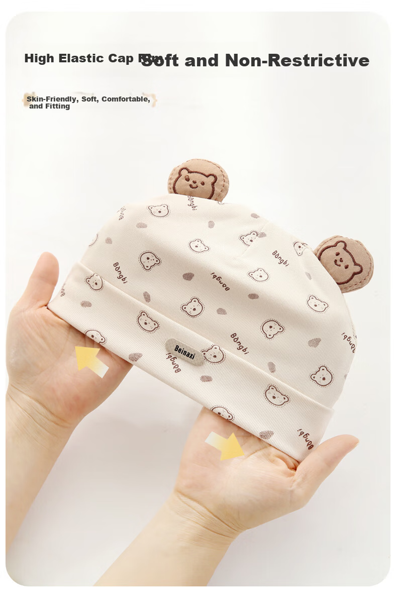 Benaxi Baby Hat Spring and Autumn Thin Newborn Soft Spot Cap Winter Ear Protection Pullover Cap Fetal Hat for Boys 9