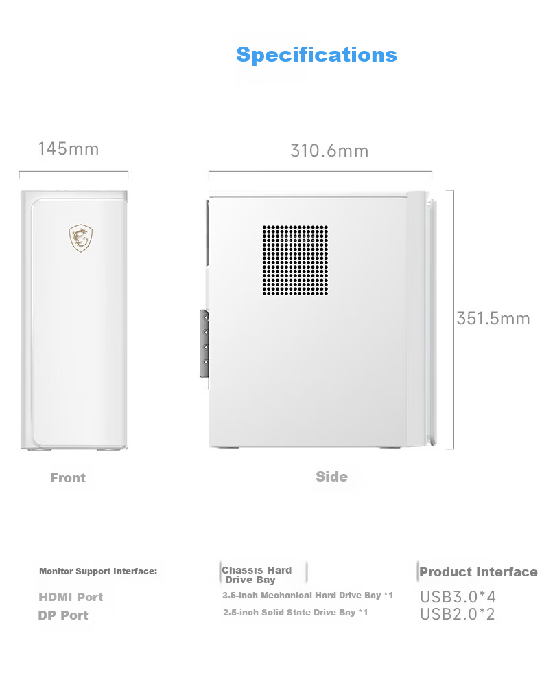 MSI Designer P70 Office Desktop Computer (AMD Ryzen R7 5755G, 16GB RAM, 512GB SSD, Business Keyboard And Mouse, Genuine Windows 11) Business Home Office Complete System, Single Tower Case 5