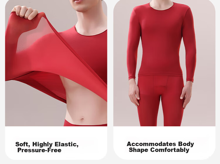 MiiOW Men's Autumn Thermal Underwear Set Ultra-Light Seamless Invisible Comfortable Slim Fit Warm Innerwear 18
