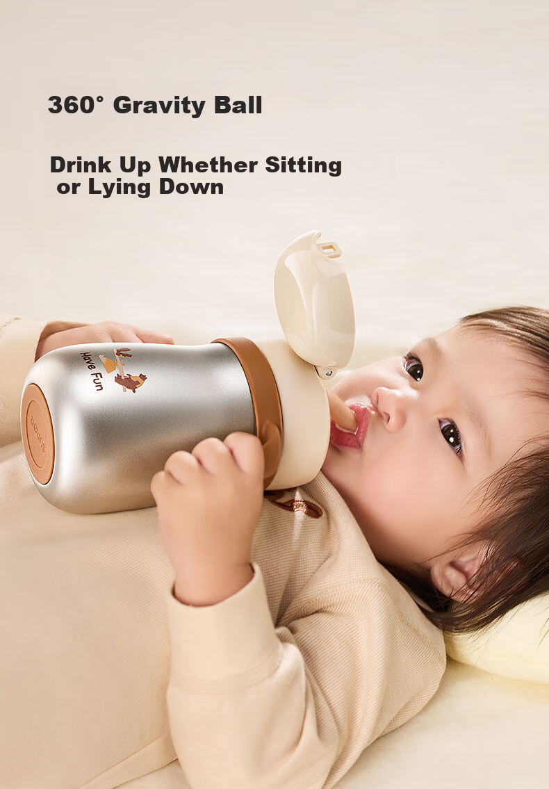 SUPOR Baby Training Cup Children's Insulated Straw Cup Pure Titanium Toddler Milk Drinking Cup for Ages 1-3 Kindergarten 16