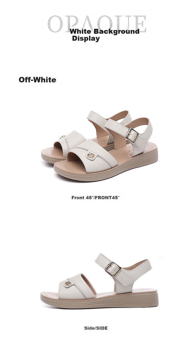RED DRAGONFLY Women's Summer Sandals, Soft Leather And Sole Slippers for Mothers And Elderly, Beach Shoes WTK240782 Beige Size 38 5