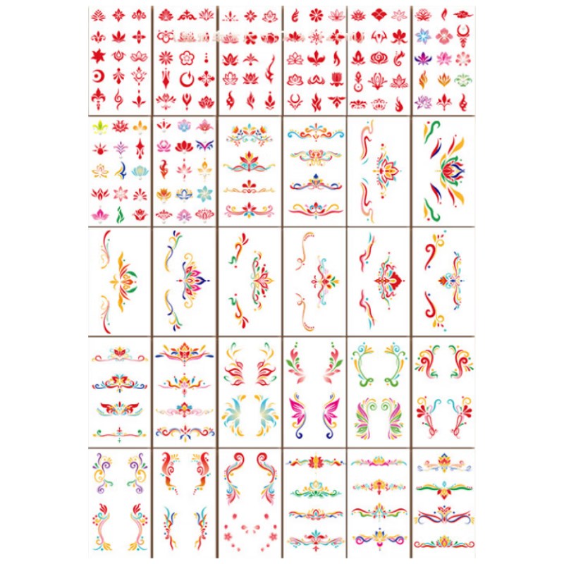 GOTOVAN Dunhuang Feitian Makeup Stickers New Year Performance Stage Forehead and Brow Center Decorative Face Paint Stickers Ancient Style Eye Makeup Tail Tattoo Stickers
