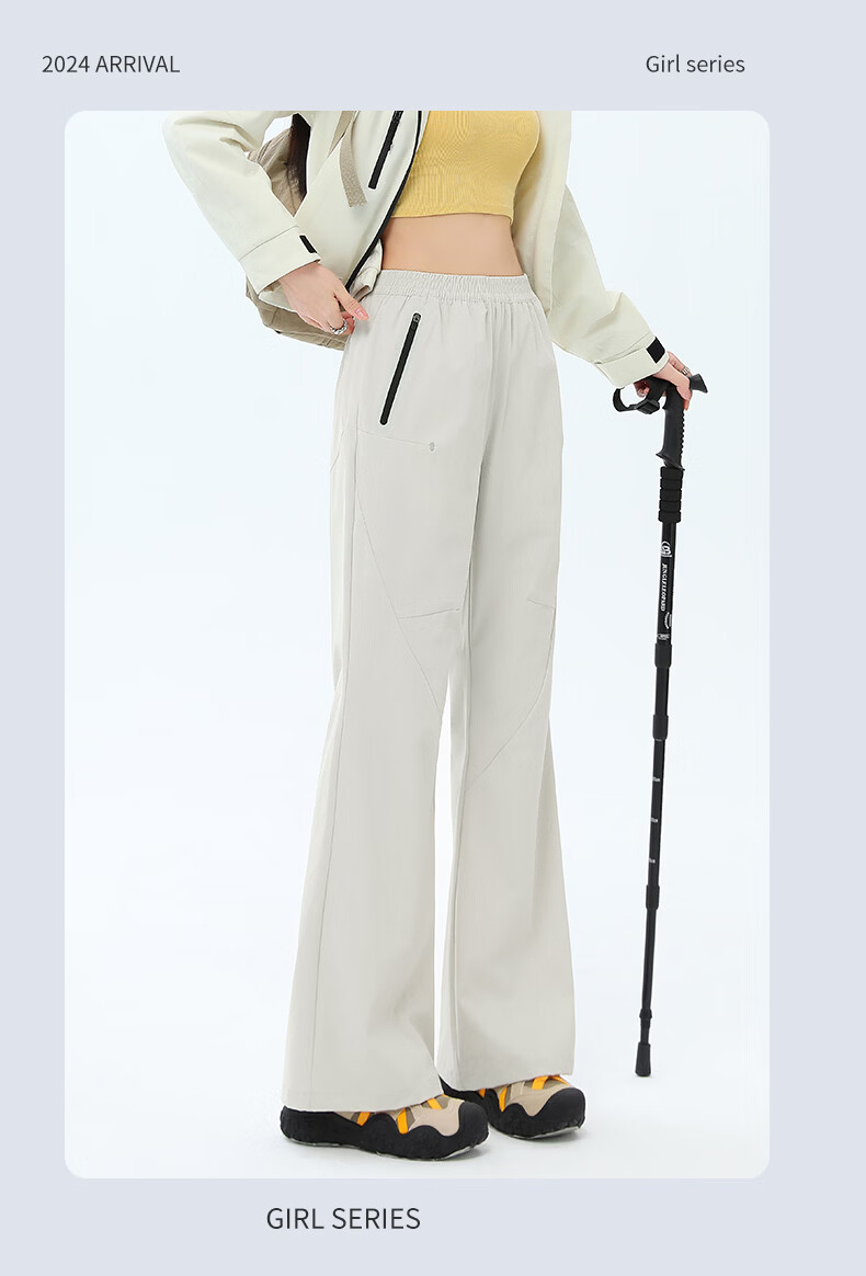 Langsha Paratrooper Work Pants Women Spring Summer High Waist Slight Flare Straight Leg Stretch Water-Repellent Casual Flared Hiking Trousers 18