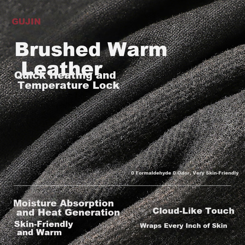 GUJIN Men's Thermal Set Cashmere Silk Base Layer Autumn Shirt and Pants 10A Antibacterial Sports German Velvet Fleece