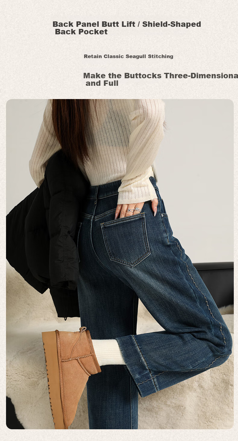 Langsha Women's 9/10 Length High-Waist Stretch Straight-Leg Loose Fit Wide-Leg Jeans Spring Summer New Style 11