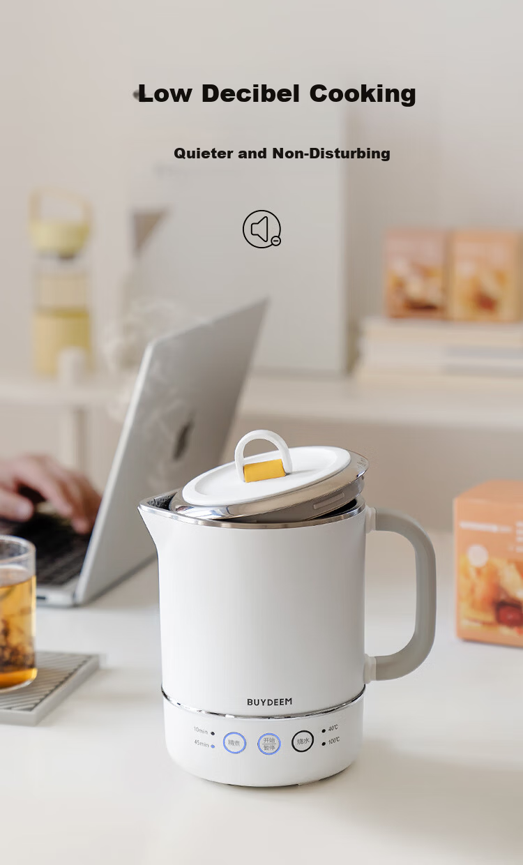 Buydeem TK66 Multifunctional Portable Electric Kettle Stainless Steel Temperature Control Small Capacity Office Kettle Mini Travel Kettle Light Cedar Green 11