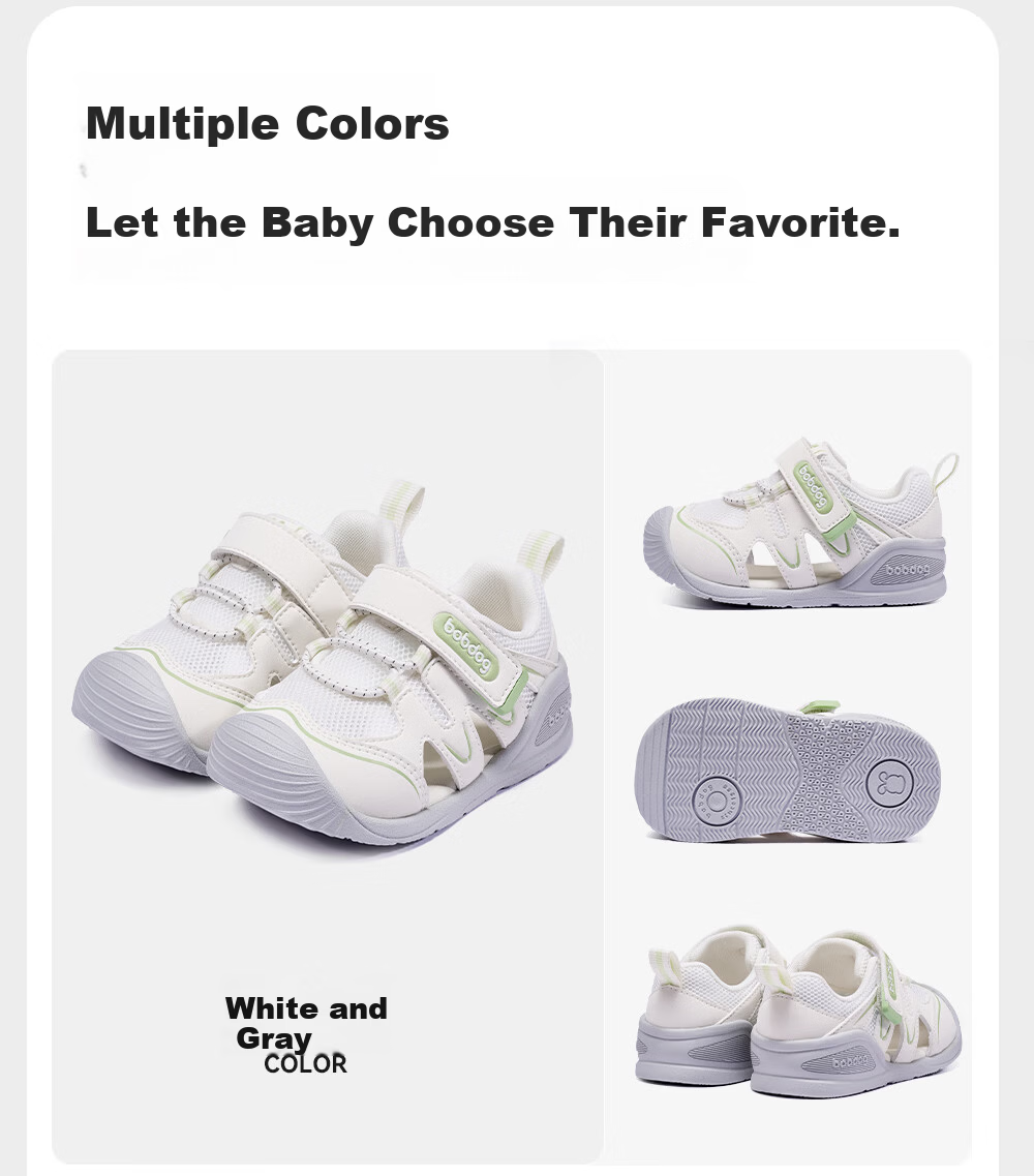 BOBDOG Toddler Baby First Walking Shoes Children's Sandals Infant Boys Girls Functional Shoes White Pink Size 25 15