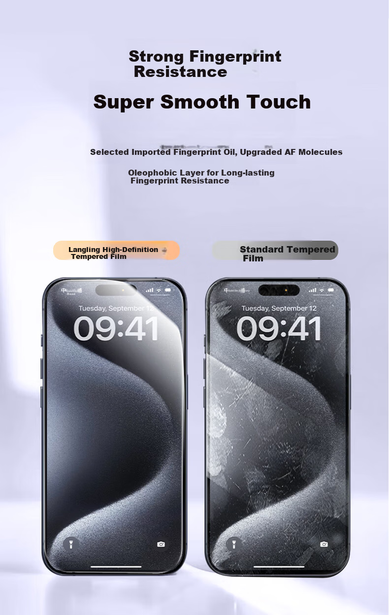 LANGLING [2-Pack] Tempered Glass Screen Protector for iPhone 17, Full Coverage HD Anti-Fingerprint Protective Film 9