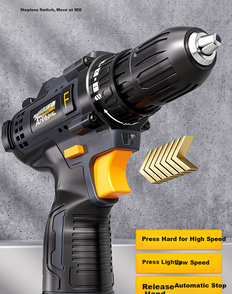Aired Cordless Electric Drill Household Electric Screwdriver Rechargeable Double Speed Lithium Drill Tool Kit Set 14