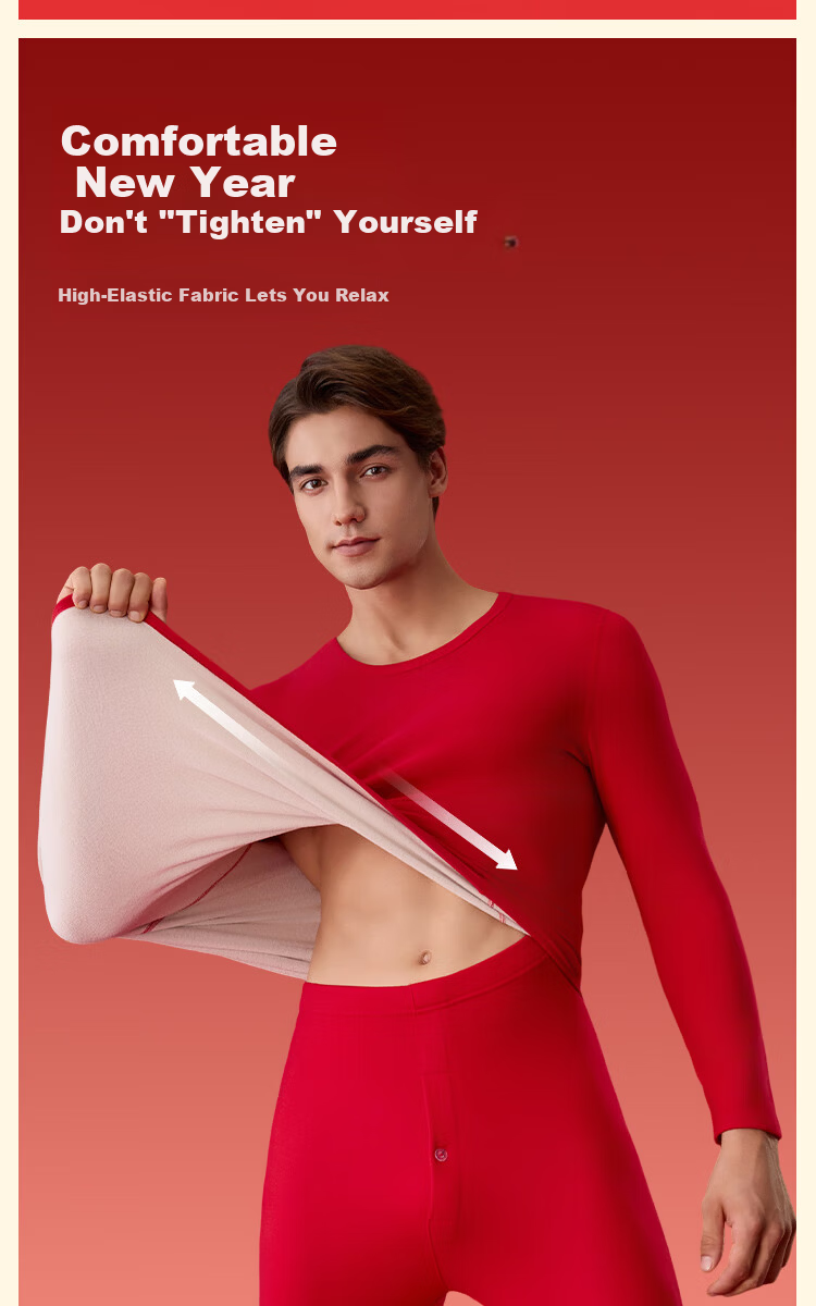 MiiOW Women's Red Thermal Underwear Set for the Year of the Horse, Including Socks, Autumn Clothes, and Pants, Suitable for Marriage and Birth Year Celebration 11
