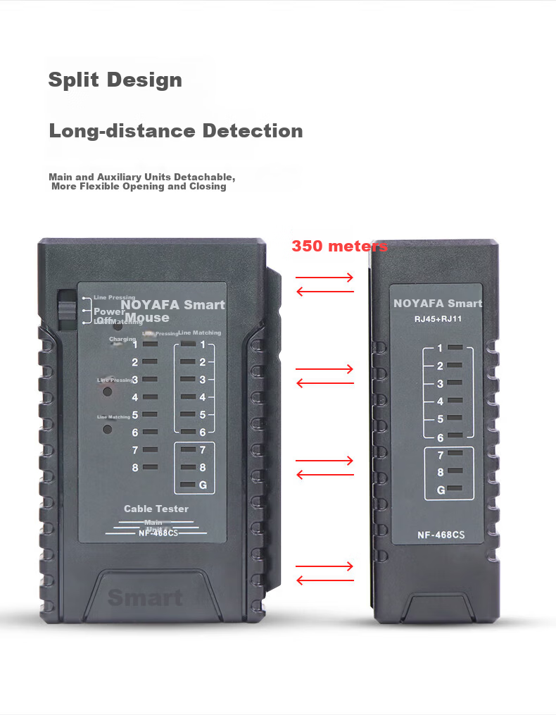 Smart Mouse NF-468CS Network Cable Tester RJ45 RJ11 Line Detector Single-Head Network Telephone Cable Tester 18