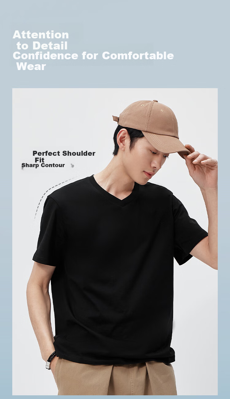 Semir 【3A Antibacterial】Men's Short Sleeve T-Shirt 26 Summer Basic Solid Color V-Neck Casual Tee 109326100101 6