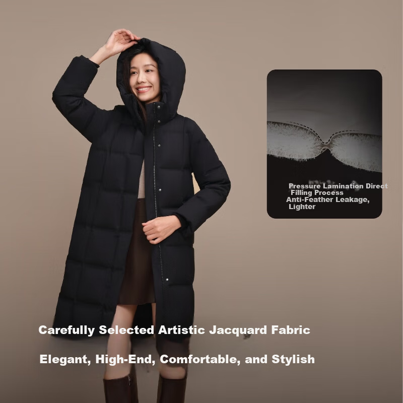 BOSIDENG Women's Winter Goose Down Long Hooded Business Warm Coat Hot Sale