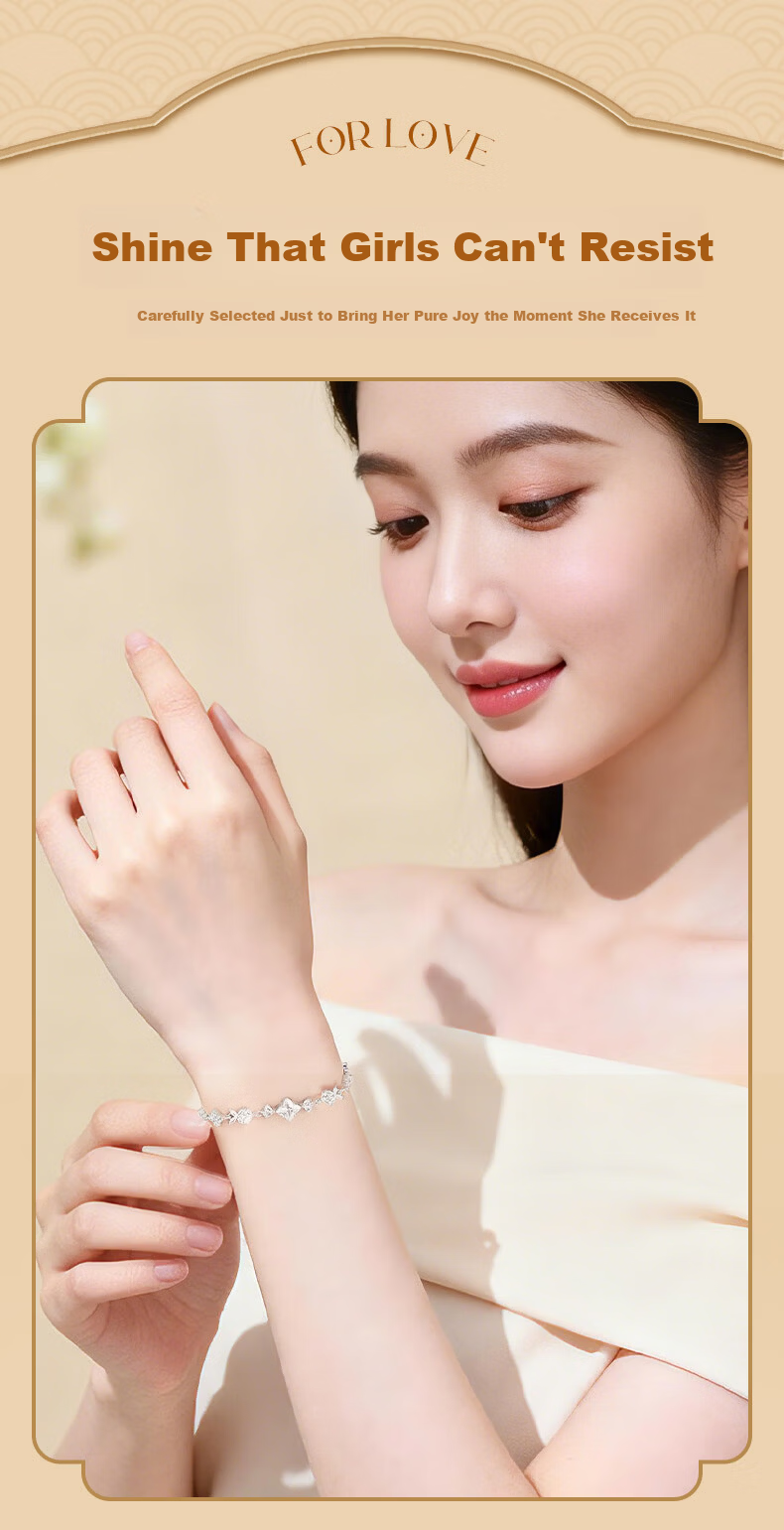 Lao Feng Xiang Four-Leaf Clover Bracelet for Women 2026 New Silver Koi Jewelry Birthday Anniversary Gift for Girlfriend Wife 3