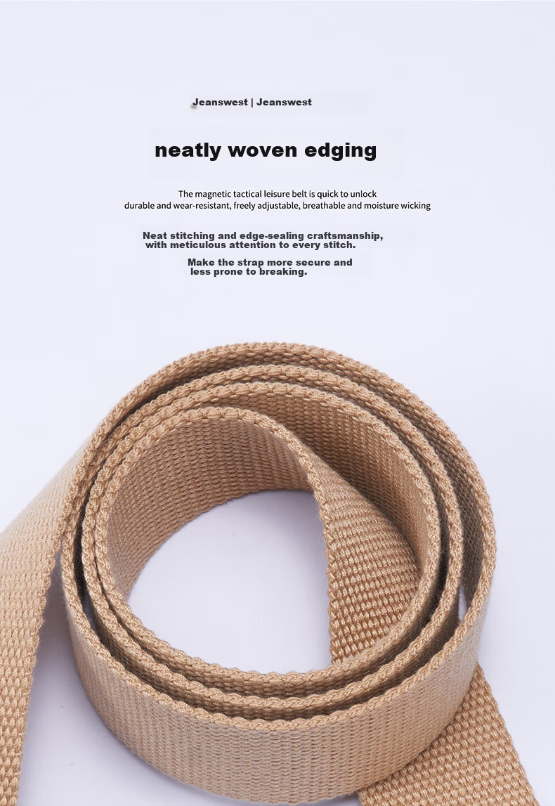 JEANSWEST Men's Canvas Waist Belt Woven Double Ring Buckle Casual Student Canvas Leather Belt Youth 6