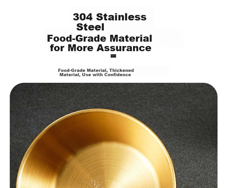 Edo 304 Stainless Steel Bowl Soup Bowl Rice Bowl Cooking Bowl Baby Food Bowl Korean Style Yellow Wine Rice Wine Bowl Gold 12cm 8