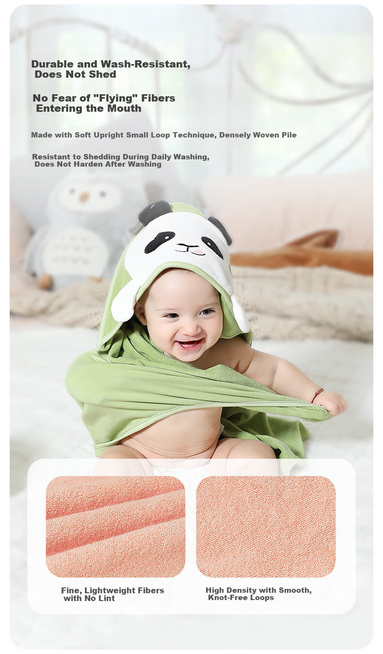 Ibaby Baby Bath Towel Newborn Pure Cotton Six-Layer Gauze Hooded Cape Baby Bathrobe Pastoral Style One Size 6