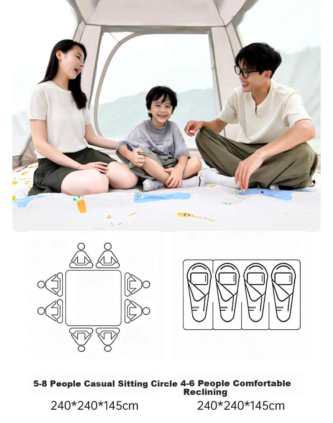 Deli Outdoor Camping Picnic Portable Blackout Tent Sunshade Rainproof Foldable Canopy 10