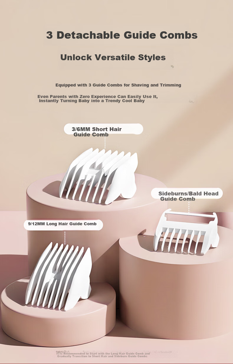 Beingmate Baby Hair Clipper Silent Waterproof Rechargeable Automatic Hair Suction Infant Hair Trimmer Baby Haircut Tool 8