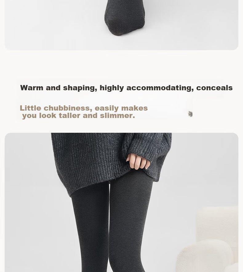 Youkeshu Women's Vertical Stripe Thickened Thermal Leggings Autumn Winter Slimming Cotton Pants Gray 12