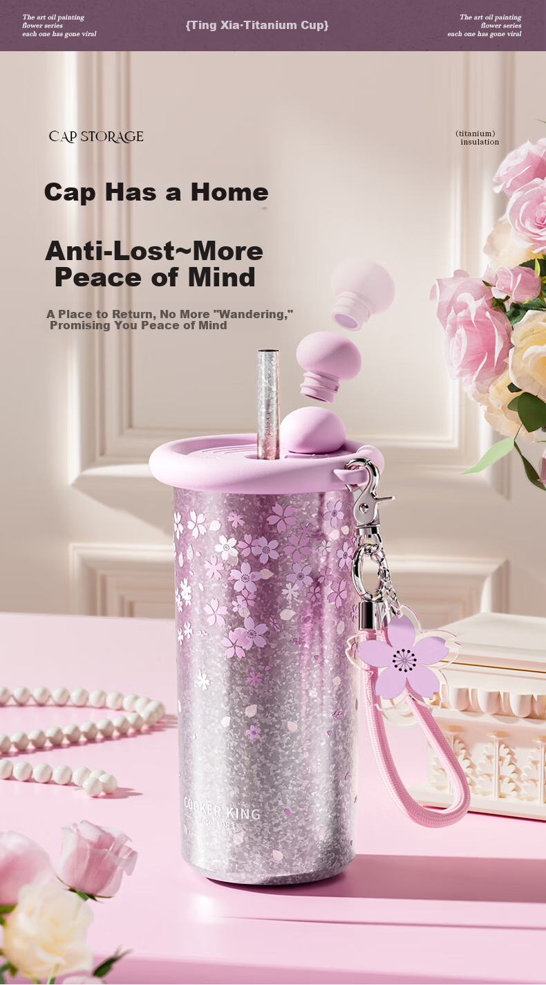 Chuida Huang Titanium Cup Gift Box Pure Titanium Insulated Cup High-Value Water Coffee Cup 520ml Alice in Wonderland 13