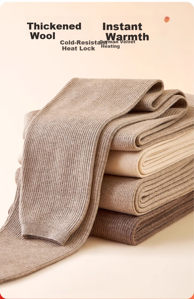 LangSha Women's Wool Thermal Pants Thickened Autumn Winter Fleece Lined Heat Retaining Leggings Thermal Underwear 2