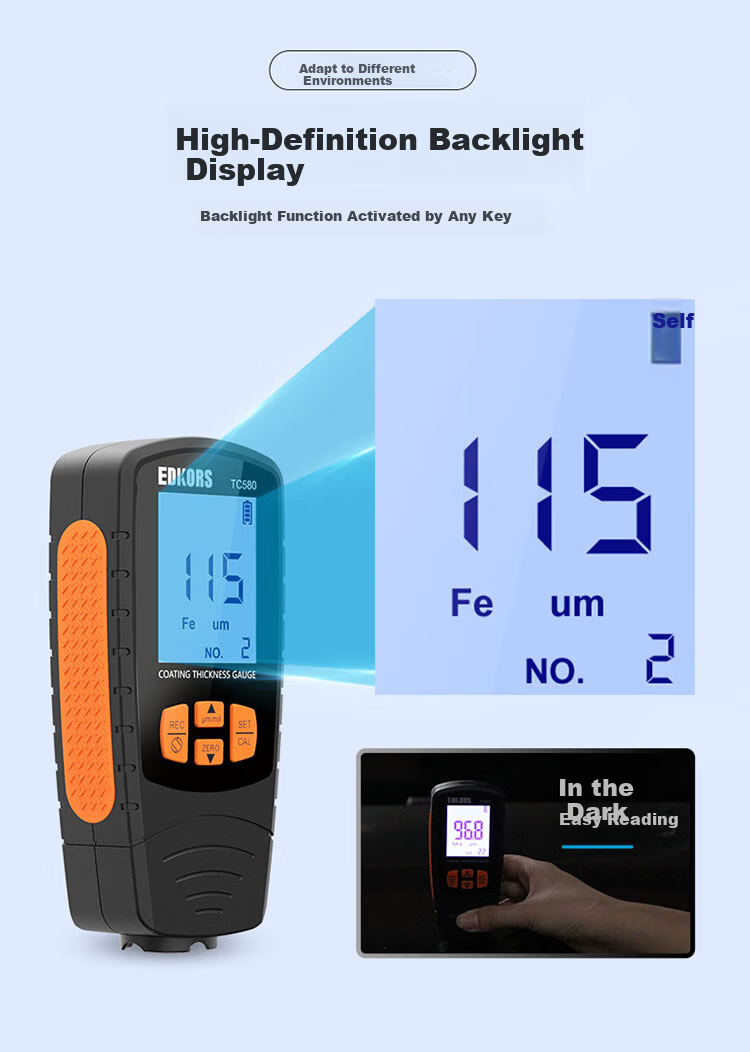 EDKORS Coating Thickness Gauge High-Precision Used Car Paint Thickness Meter Galvanized Layer Thickness Tester 10
