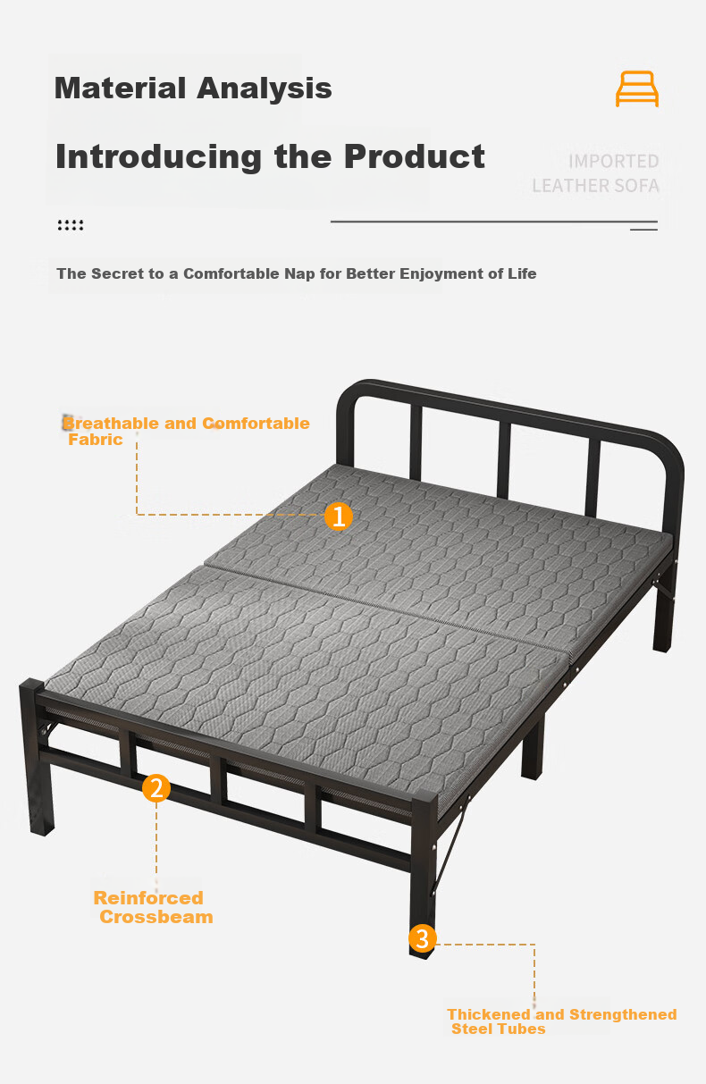 Chibilun Folding Single Bed Home Simple Bed Office Nap Bed Dormitory Hardboard Bed Rental Portable Bed 1