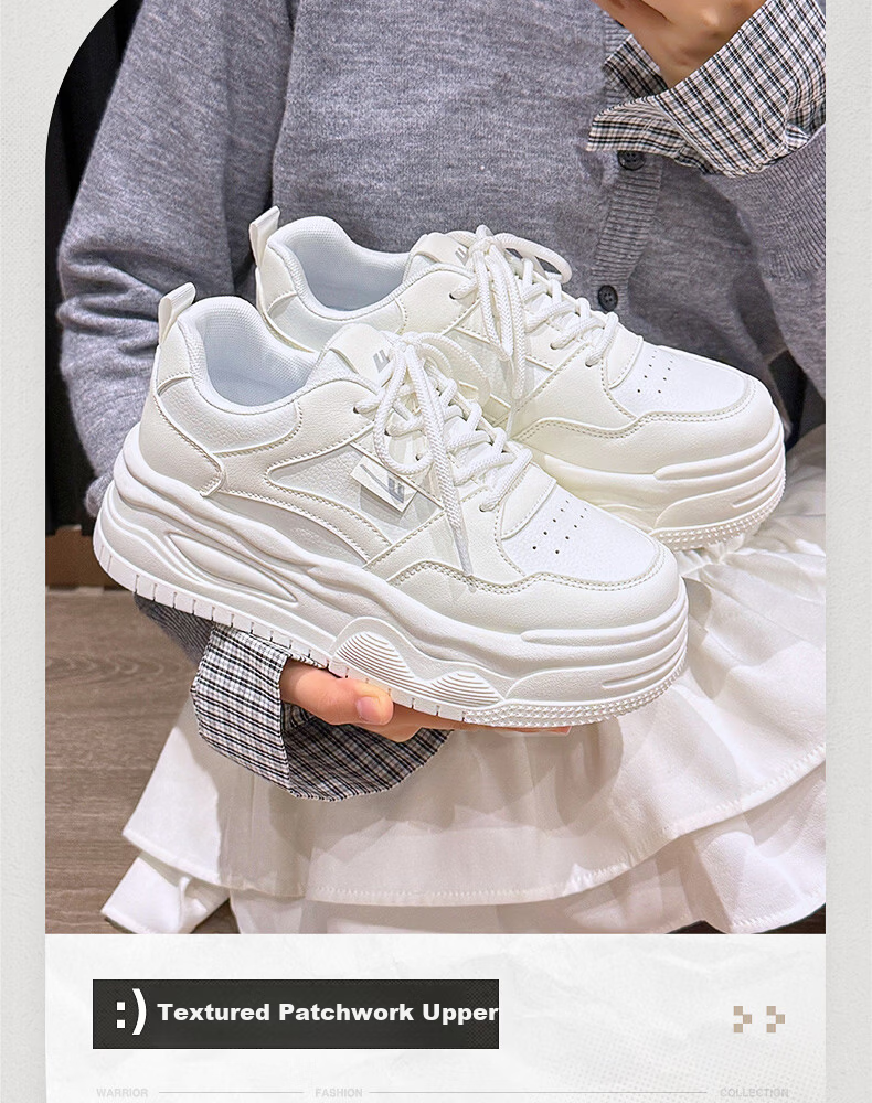 Warrior Women's Shoes 2026 Summer New Thick Sole Height Increasing Fashion Casual Sneakers Deep Beige Size 40 4
