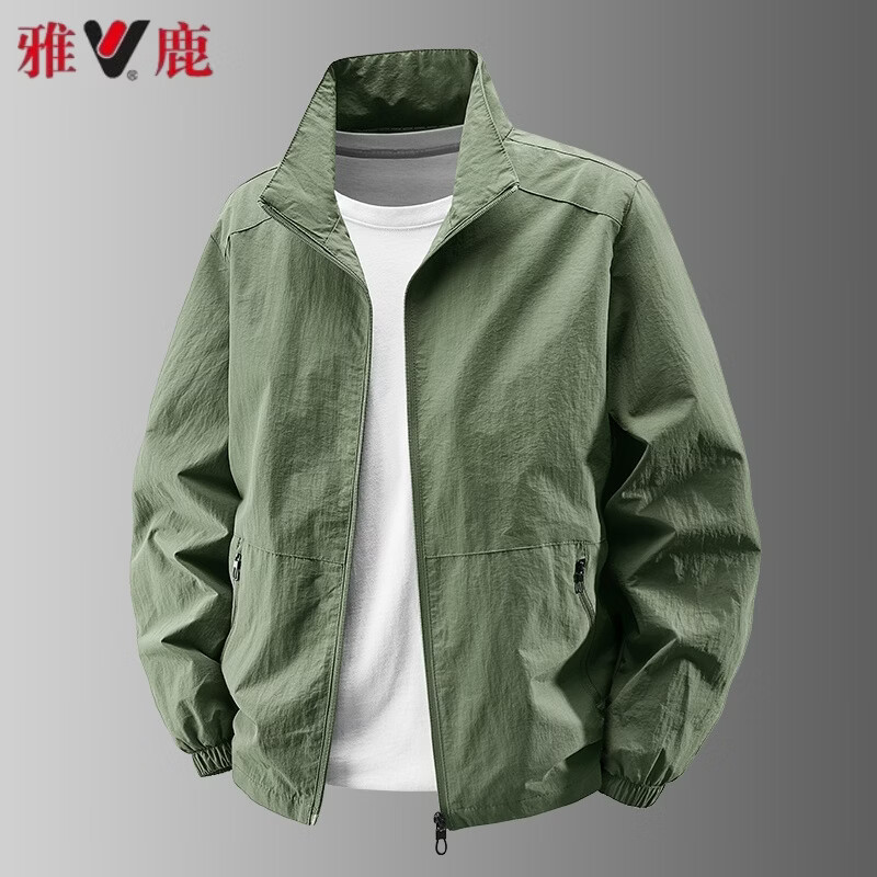 Yalu Ice Silk Men's Jacket Summer Casual Stand Collar Windproof Breathable Lightweight Sun Protection Black (Upgraded) M