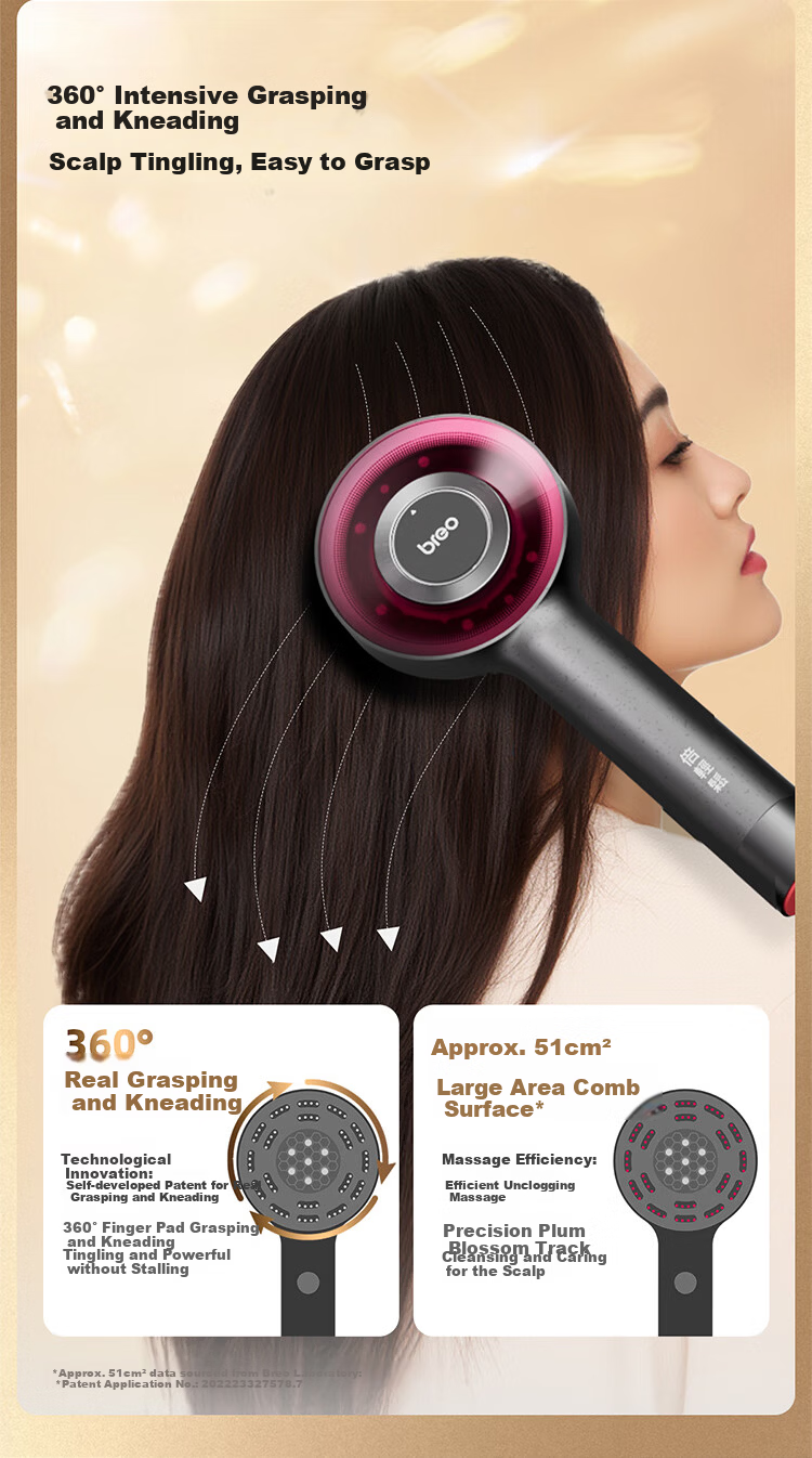 Breo Scalp3S Scalp Massager Comb Smart Massager Deep Space Black Red Light Hair Care Scalp Nourishing Head Massager Birthday Gift for Mom Wife Girlfriend 5