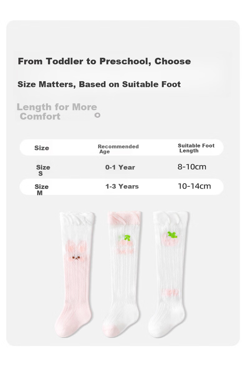 Growth Baby Long Tube Socks Summer Thin Mesh Breathable Girls Baby Summer Anti-Mosquito Over-the-Knee Loose Top Non-Tight Leg Long Socks 7