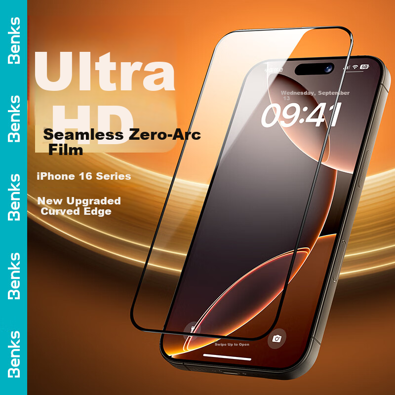 Bunker Compatible Apple iPhone 16 Pro Max Tempered Glass Screen Protector HD Curved Full Coverage Anti-Fingerprint Dustproof Film