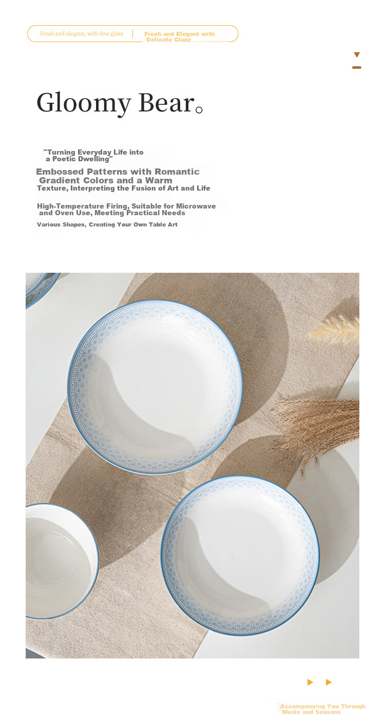 Liniyan Ceramic Rice Bowls 5-Inch Set of 4 Home Tableware Ink Blue Elegant Underglaze Color Embossed Bowl Set 2