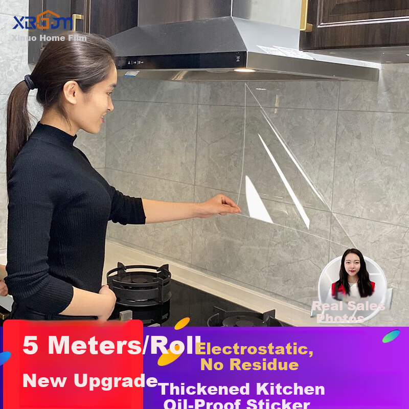 Xinuo Kitchen Oil-Proof Thickened Waterproof High-Temperature Resistant Transparent Tile Wall Range Hood Electrostatic Countertop Protective Film