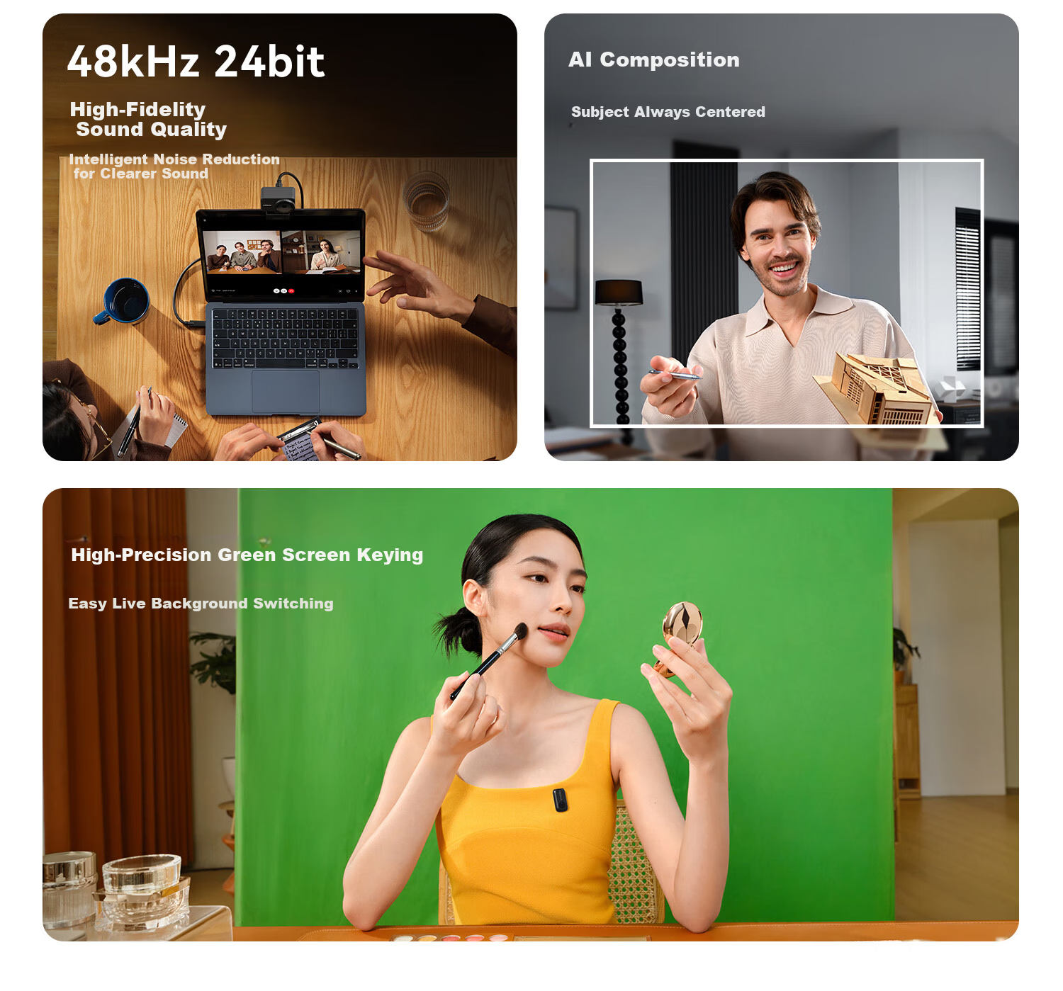 Mammoth [HD Quality] Mijing 4K Live Streaming Camera HD Beauty Built-in Microphone Intelligent Noise Reduction Professional Computer Live Streaming Webcam AI Auto Framing Streaming Device 4