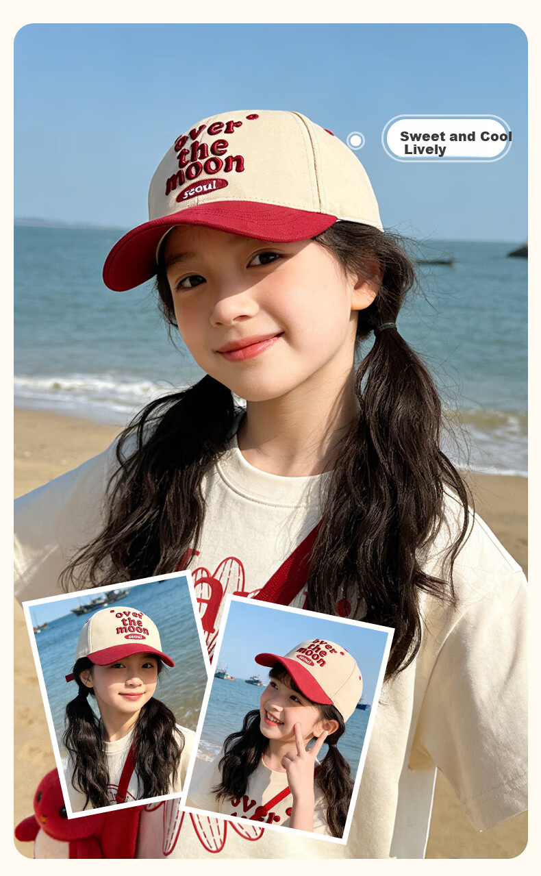 Ousen Kids Baseball Cap Girls Duckbill Hat 3-6-12 Years Korean Style Trendy Outdoor Sports Casual Cotton 2