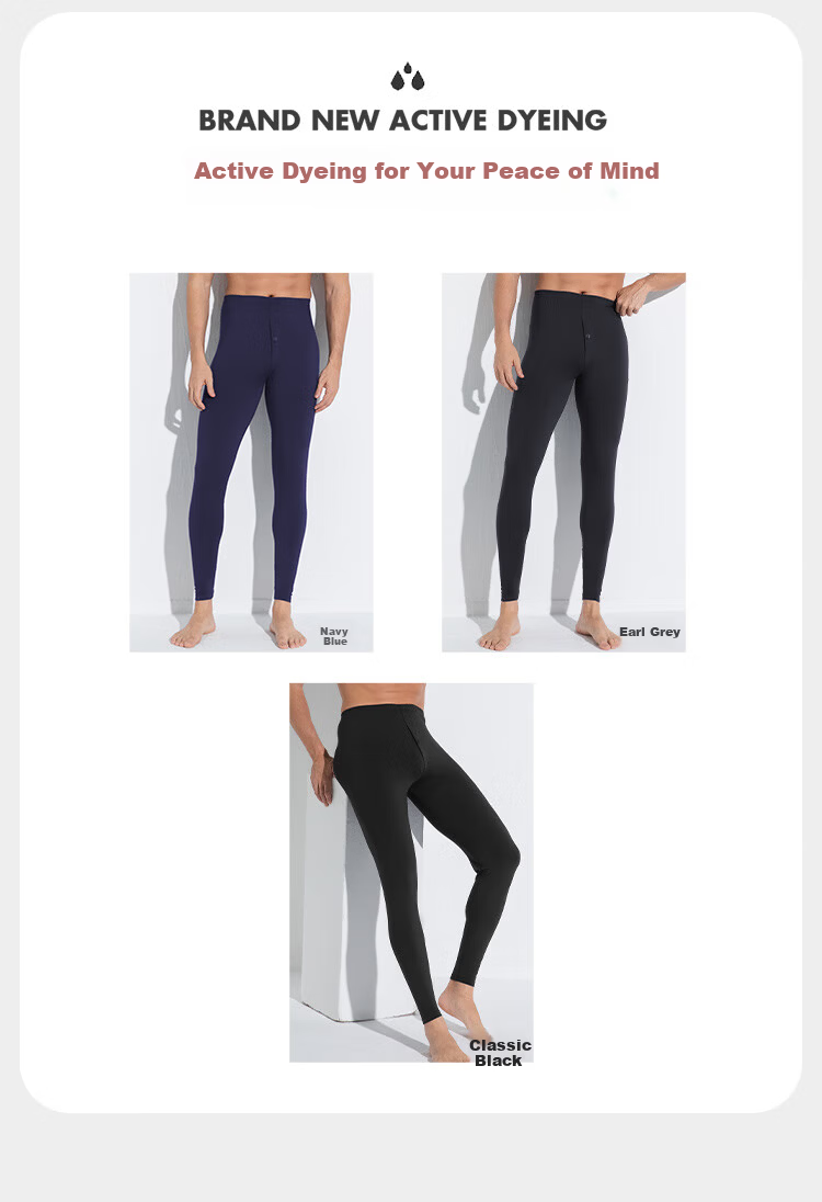 CHERISH LIFE Men's Modal Thin Thermal Leggings Base Layer Pants Lenzing Modal Earl Grey L (170) 7