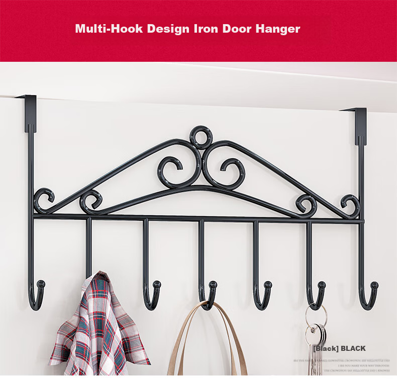 WoJia Door Hook No-Drill Over Door Clothes Rack Storage Hook Bedroom Kitchen Wall Mounted Organizer Clothes Hanger 1