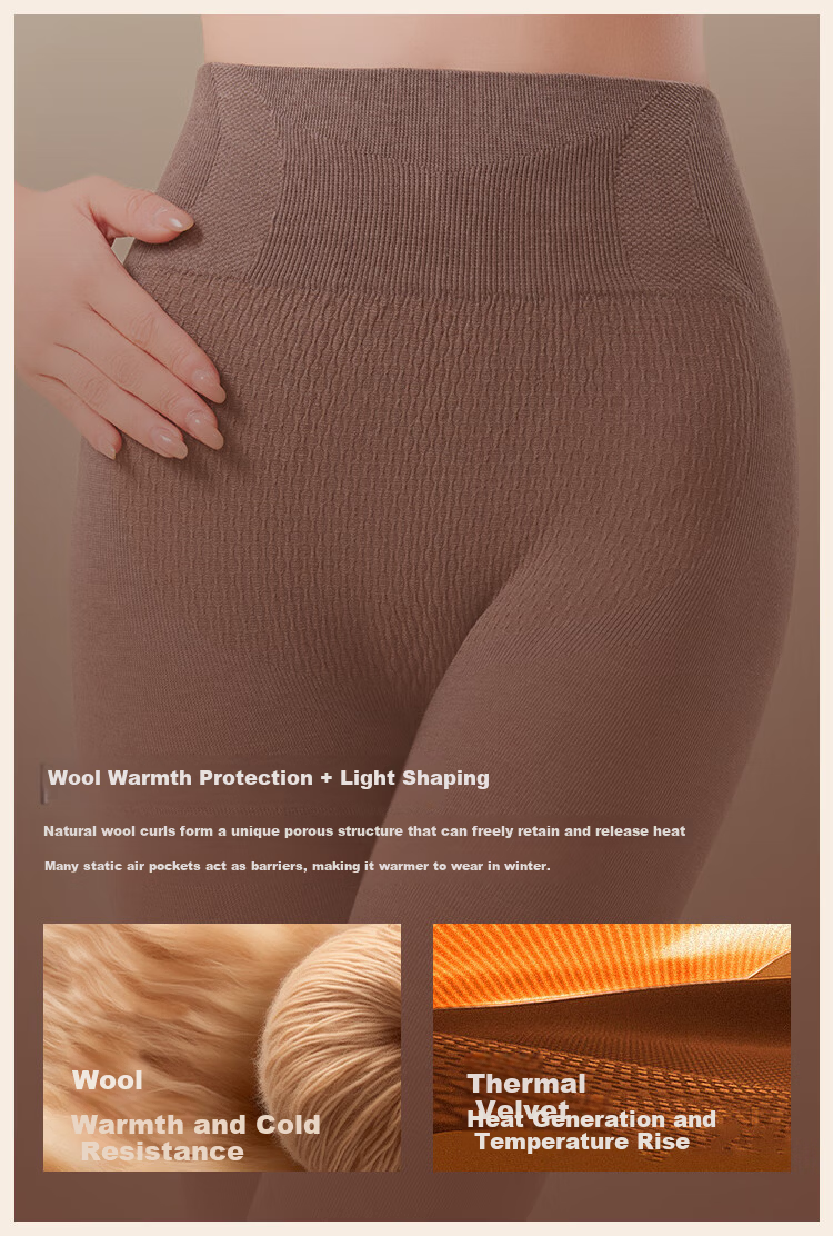 Urban Beauty Thermal High-Waist Wool Blend Warm Leggings for Women Autumn Pants with Tummy Control, Pink, Size L 5