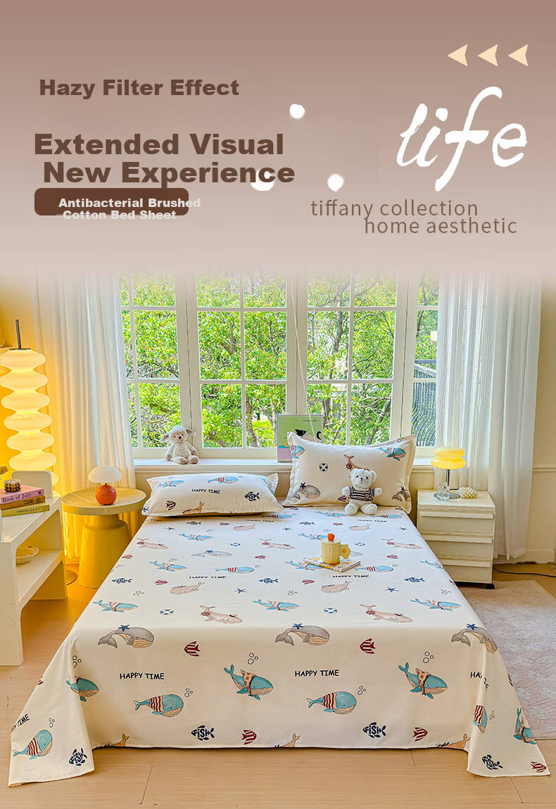 KING SHORE 7A Antibacterial and Anti-Mite Thickened Single Bed Sheet for Naked Sleep Student Dormitory Single Quilt Cover 230*245cm Ocean 1