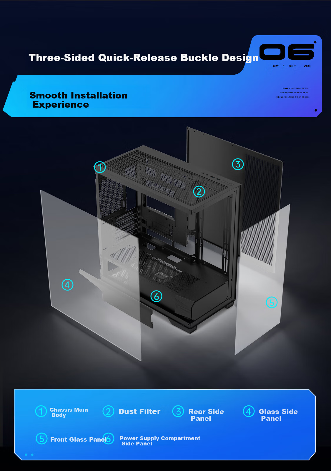 ThundeRobot Black Knight Genesis Gaming Computer Tower Case with Seaside White Color, ATX Motherboard, 270 Panoramic View, 6.2-Inch Screen, Three-Sided Quick Release, Compatible with 360mm Water Cooling, 9 Fan Positions 9