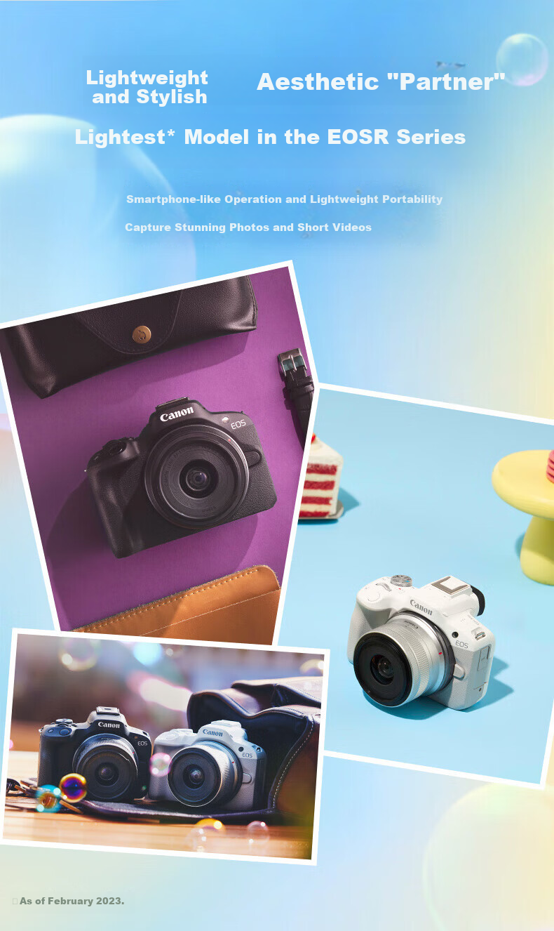 Canon R50 Entry-Level Mirrorless Camera Vlog Shooting 4K Video Selfie Half-Frame APS-C Student Travel Home Street Photography Kit 1