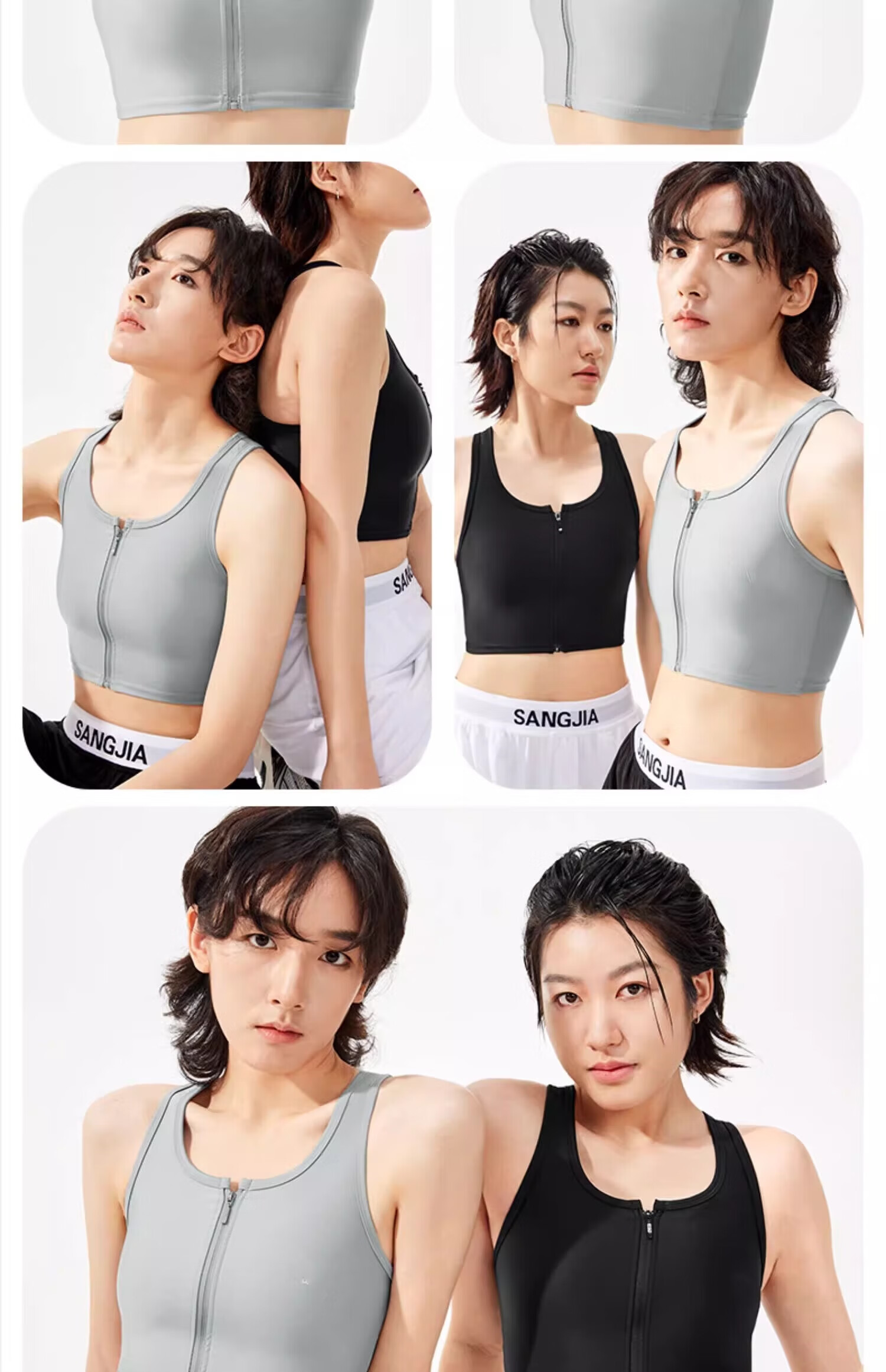 Caramella Ice Silk Breathable Zip-up Vest Bra for Large Bust, Chest Minimizer, Student Chest Binder, Cosplay Light Compression Underwear 28